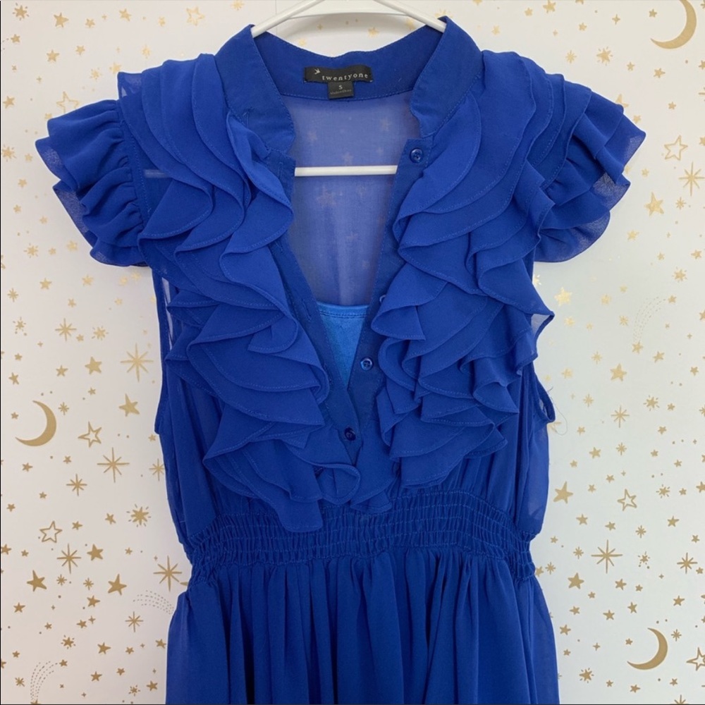 Royal Blue Ruffle Fit and Flare Dress